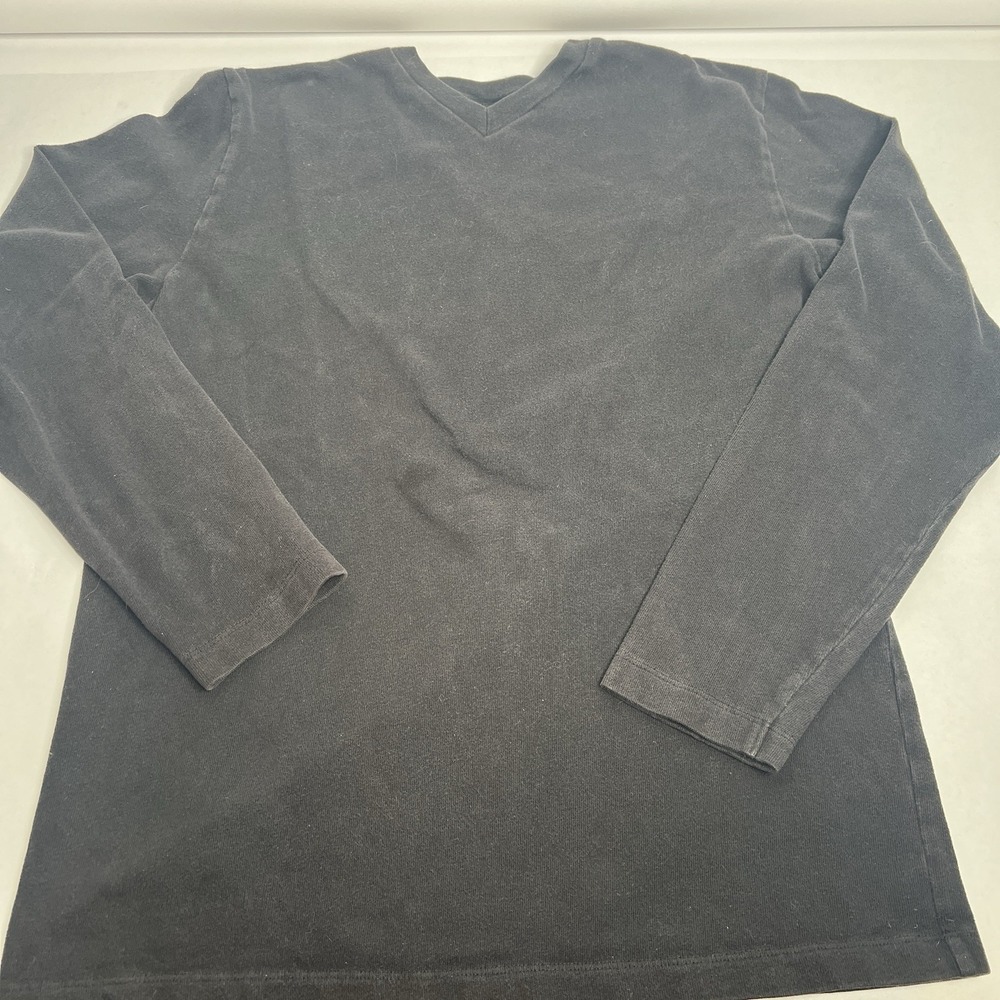 Old Navy Mens Black Brushed 100% Cotton Long Sleeve V-Neck T-Shirt Small Preppy